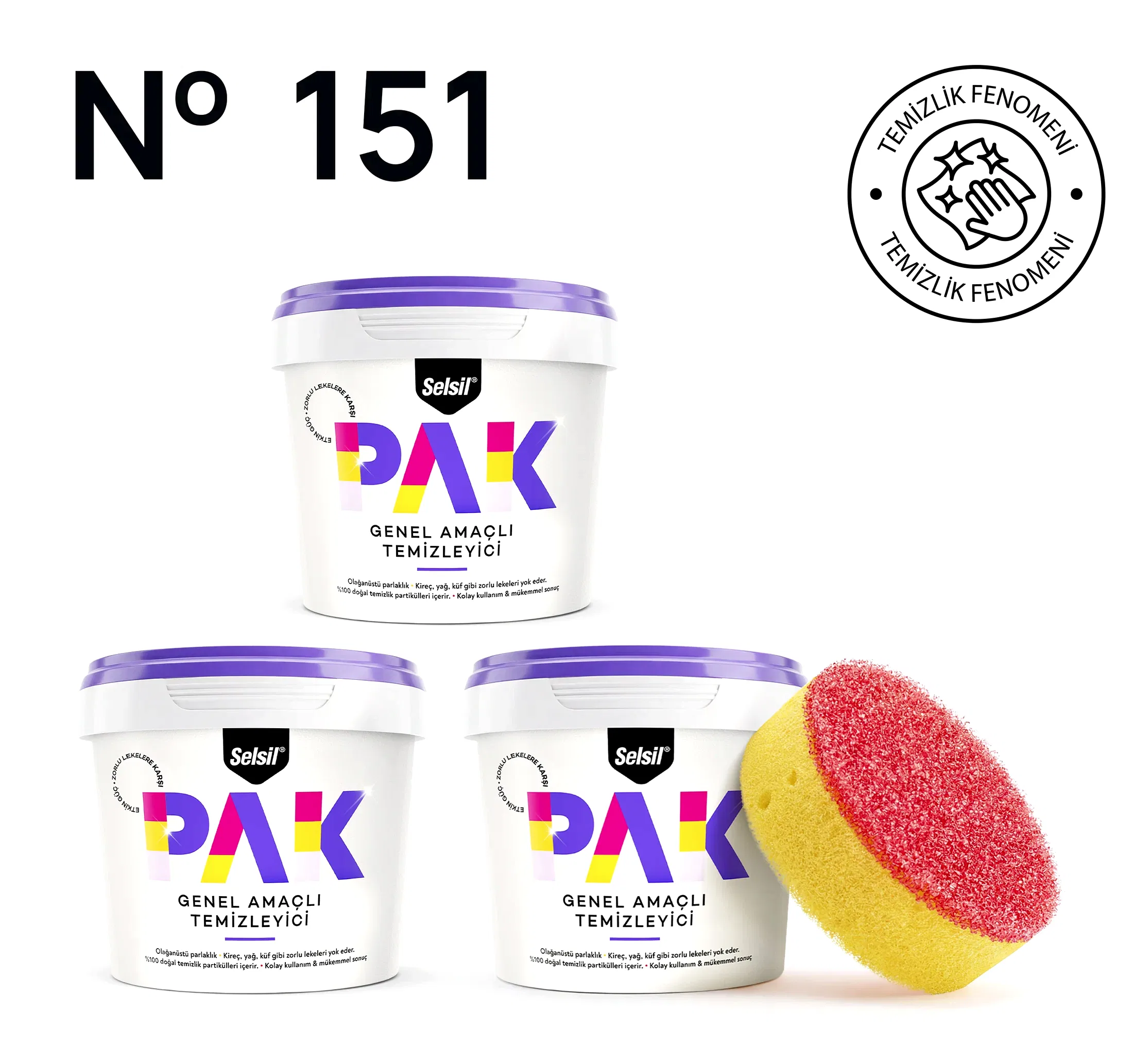 3 x Selsil Pak Krem 500gr  (Sünger Hediyeli)