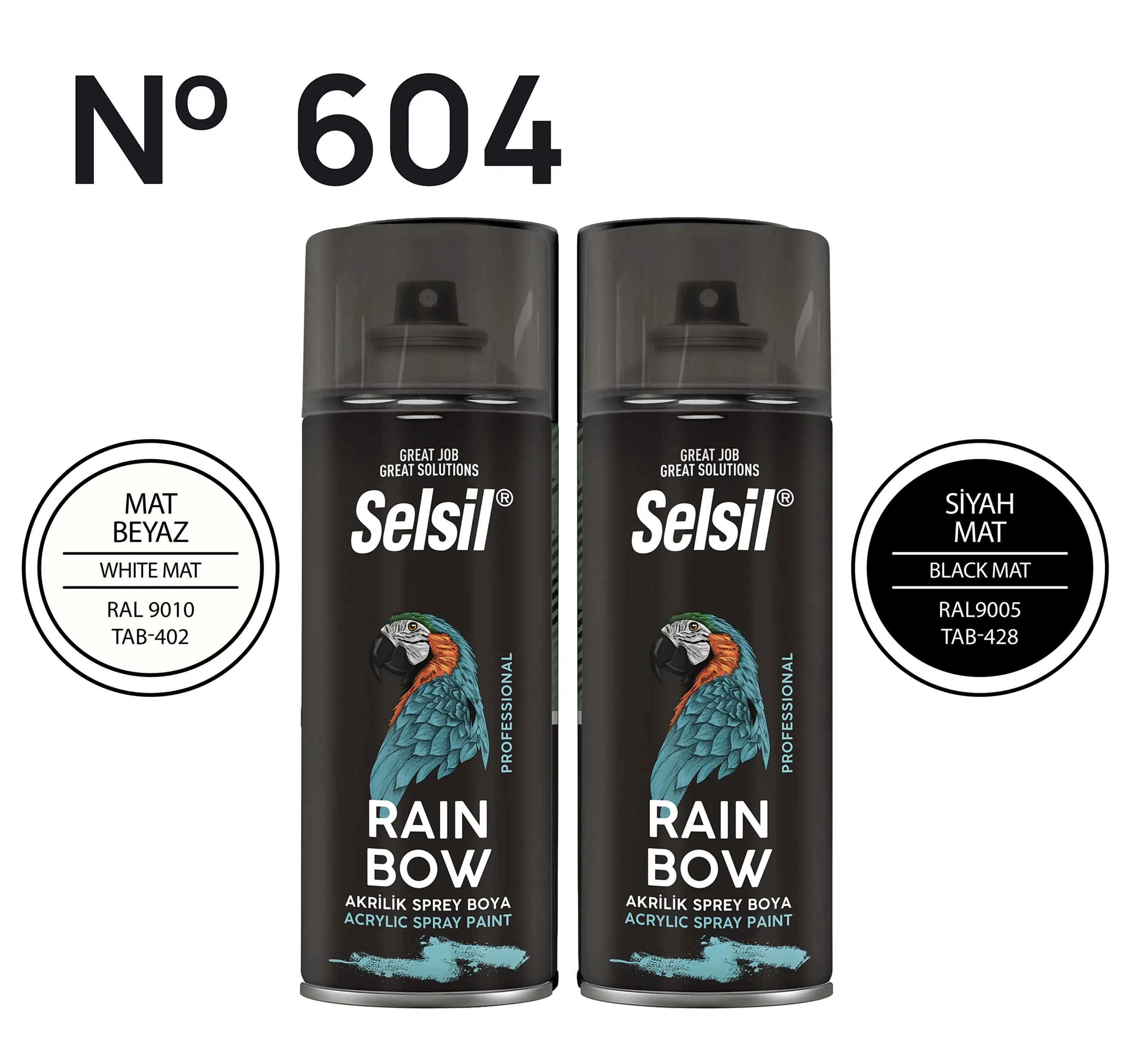 2 x Sprey Boya Mat (Siyah & Beyaz) 400ml