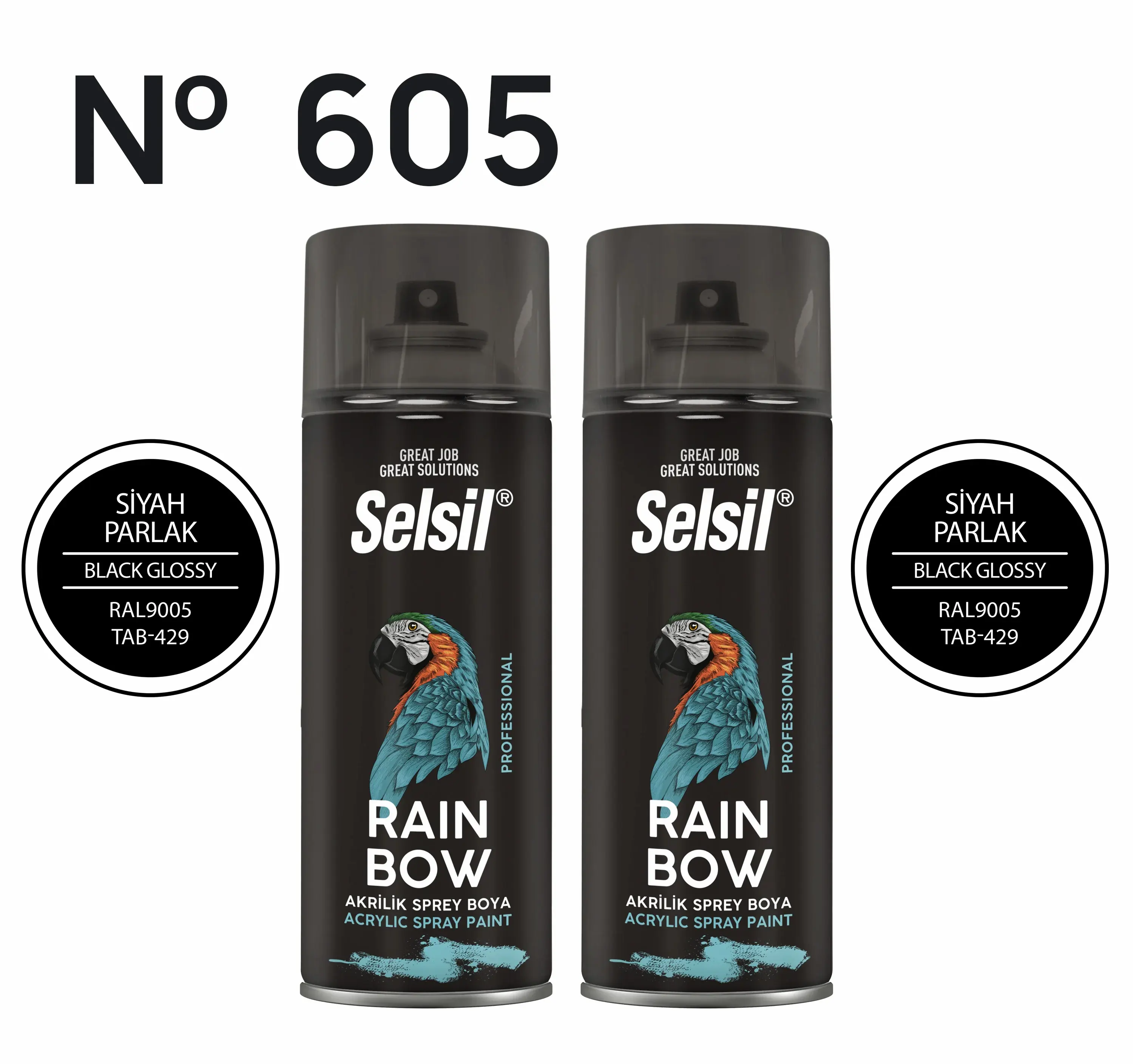 2 x Sprey Boya Parlak Siyah 400ml